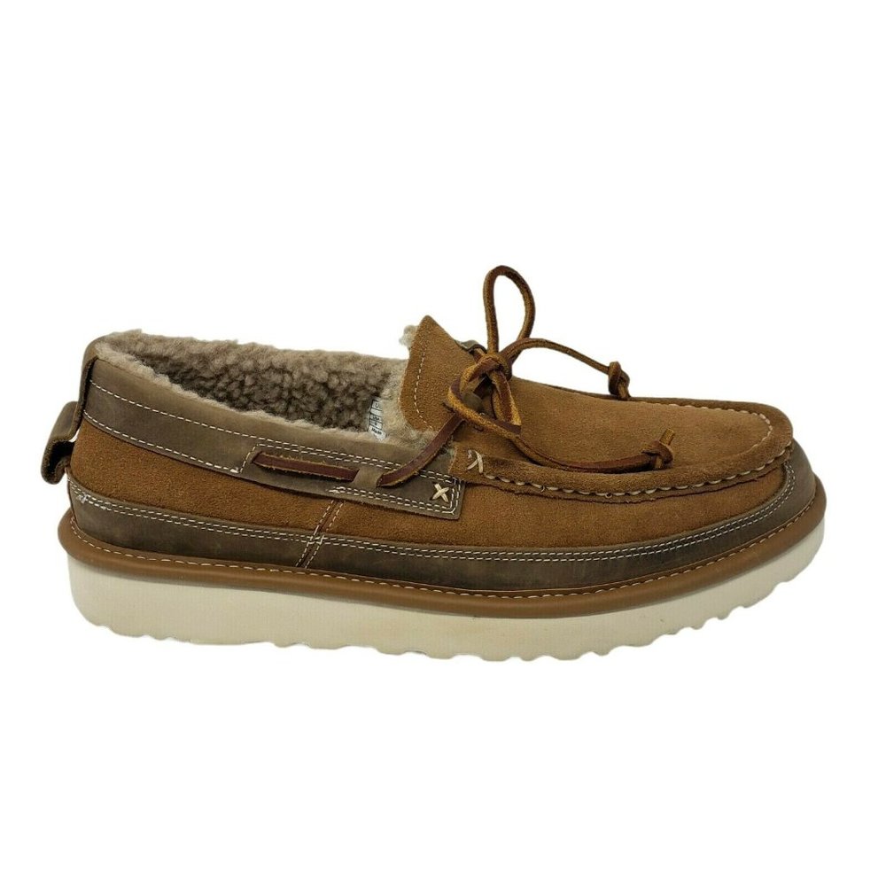 UGG DEX Chestnut Brown Tan Leather Loafer Sheep Wool Lining Sizes 7 &‎ 8 NEW